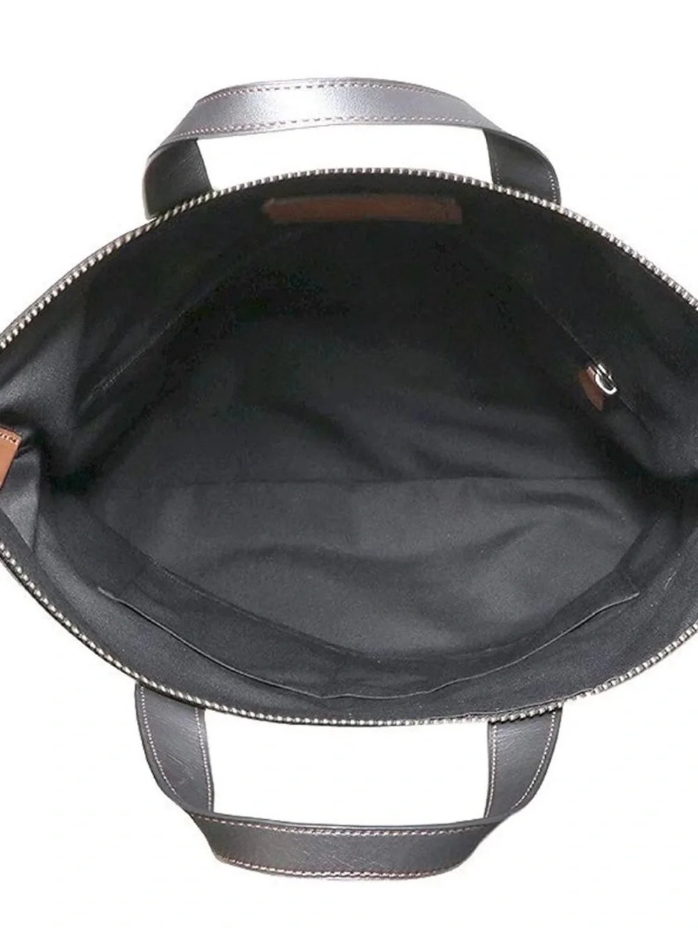 Coach Graham Brown Leather Laptop Messenger Bag Tote with Black Handles Strap.